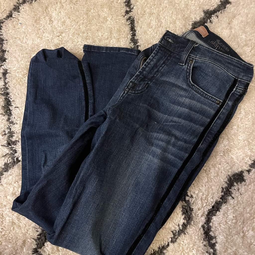 7 For All Mankind The Ankle Skinny With Black Velvet Detail